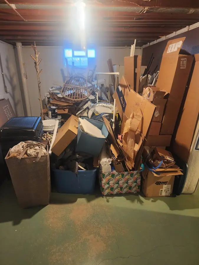 Roll-off dumpster container at job site for 2 Yard Dumpster Rental in Suffern